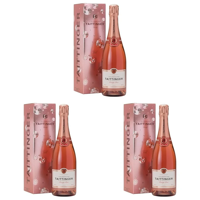 Taittinger Brut Prestige Rosé Non Vintage Champagne in Gift Box 75cl (Pack of 3)
