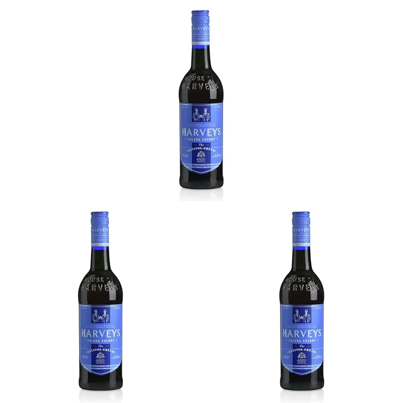 Harveys Bristol Cream Sherry 75cl, Best Served Chilled, Full-bodied, Rich, Mellow, Long Lasting 15.5% vol Sherry (Pack of 3)
