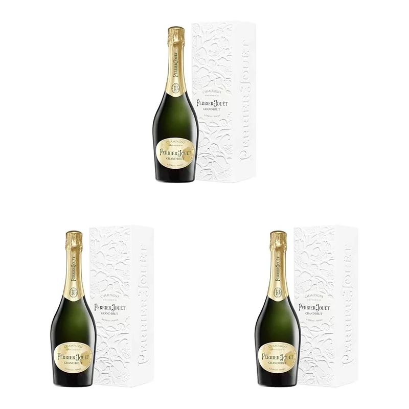 Perrier-Jouët Grand Brut Non Vintage Champagne, 75 cl with Gift Box (Pack of 3)