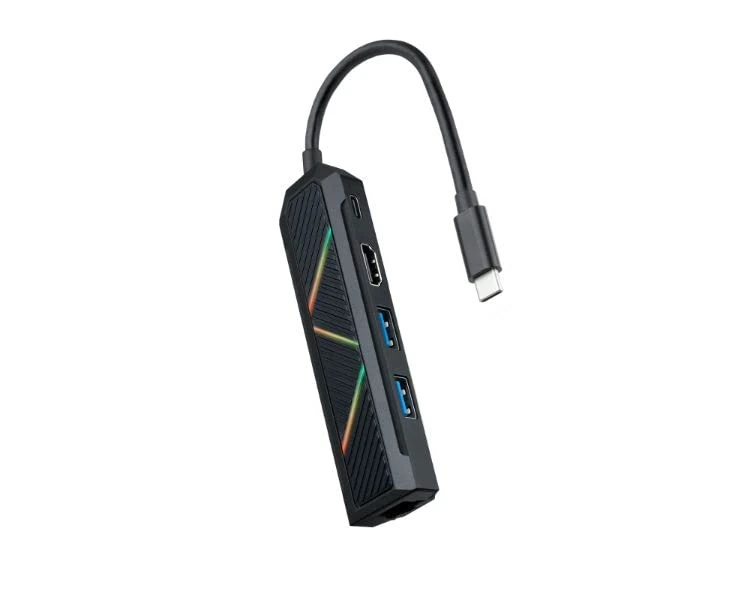 USB-C HUB - 5-port USB 3.0 hub, RGB lighting, compact design and durable materials for efficient connection.*