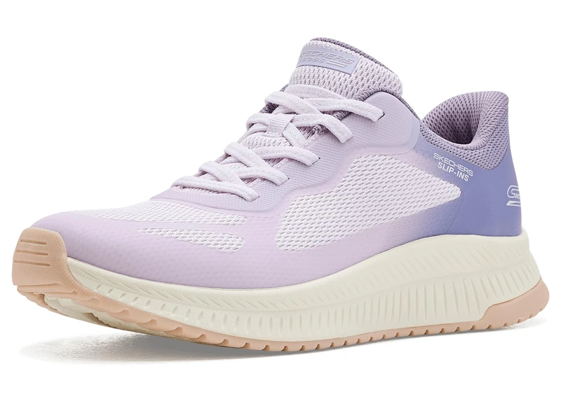 Skechers Women's Bobs Squad 4 Staple Look Slip-On Sneakers, Purple-Multi Mesh, 8 UK