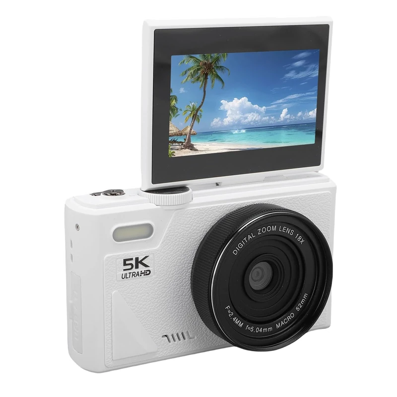 5K Digital Camera for Photography, 75MP Vlogging Camera with WIFI, 3 180° Flip Screen, 18X Digital Zoom, Autofocus, Anti-Shake, Compact Travel Cameras for Beginner (128G)