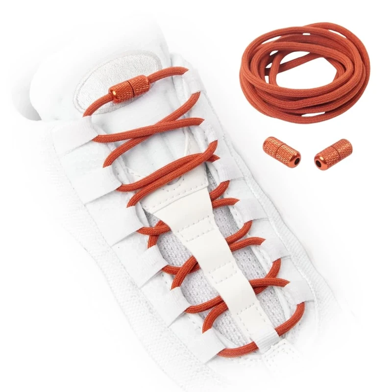 TEEZY No Tie Shoe Laces for Trainers | Premium Elastic Laces & Screw Lock Buckle | Round Shoelaces For Adult & Kids | Elastic Shoelaces Black White Colourful | ROUNDS (Chesnut)