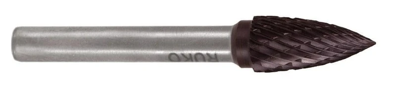 TiCN Carbide end Mills, G Shape, with Pointed arc, Ideal for Precision Machining and obtaining fine finishes.