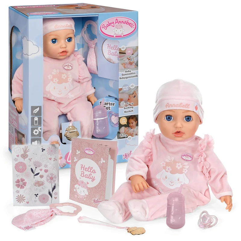 Baby Annabell Interactive Annabell 43cm - Soft bodied baby doll with realistic movements, sounds & accessories - Suitable for Children Aged 3+