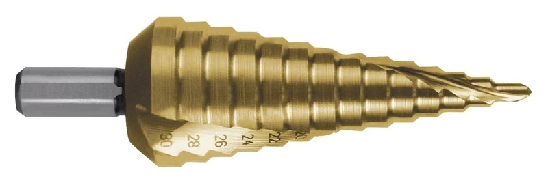 HSS-TiN High Speed Coated Step Drill Bit for Drilling Metals and Hard Materials, Ideal for Precision Work.