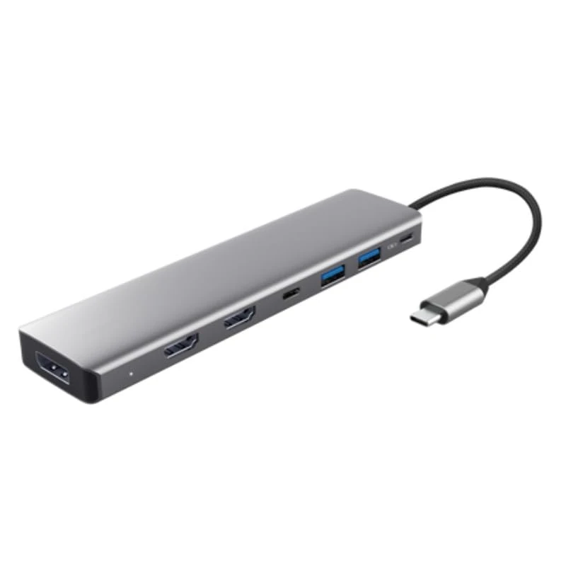 Watio Wave HUB - 7-port USB-C hub, compatible with multiple devices, gray design, ideal for connectivity and port expansion.*