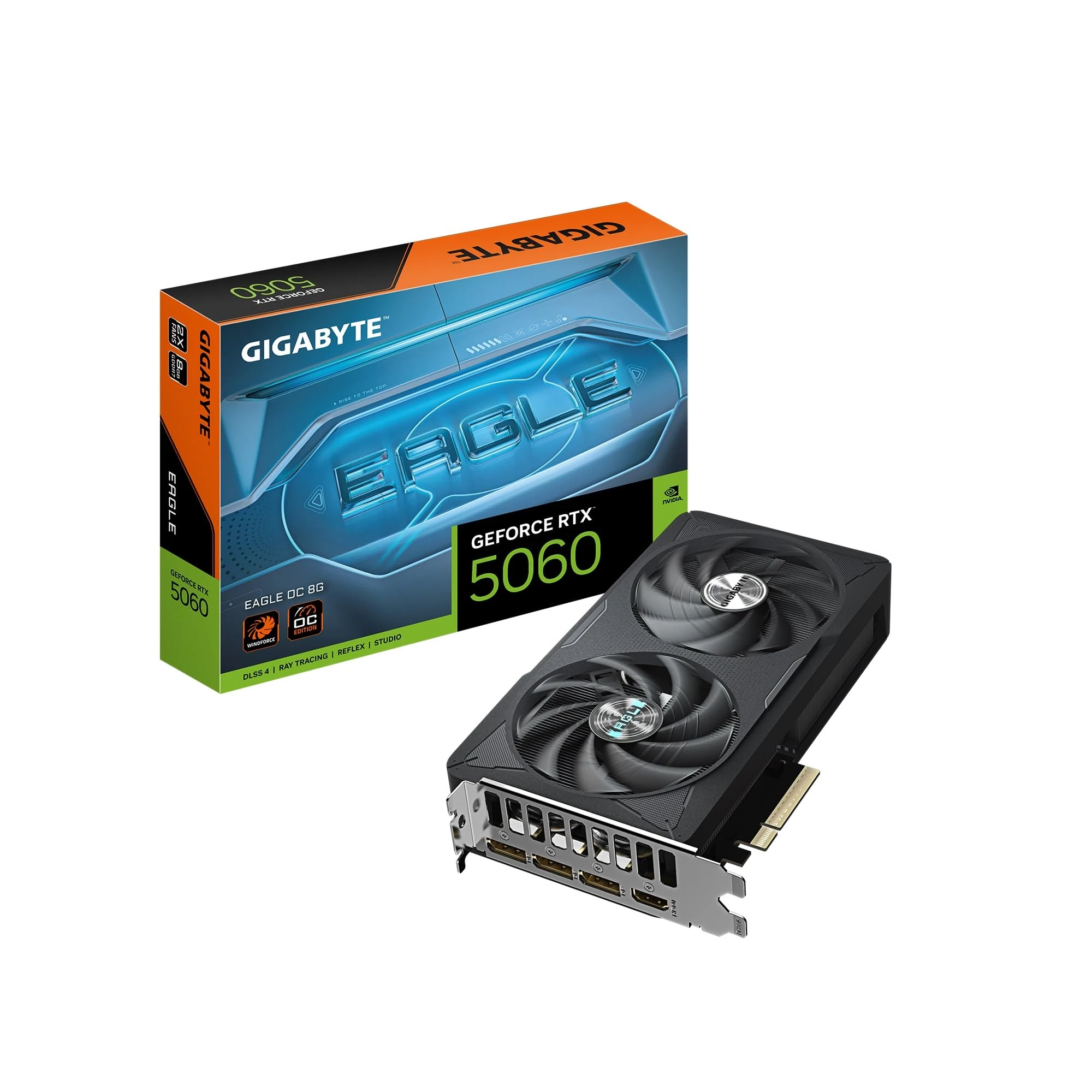 GIGABYTE GeForce RTX 5060 Eagle OC 8G Graphics Card, 8GB 128-bit GDDR7, PCIe 5.0, WINDFORCE Cooling System, GV-N5060EAGLE OC-8GD Video Card