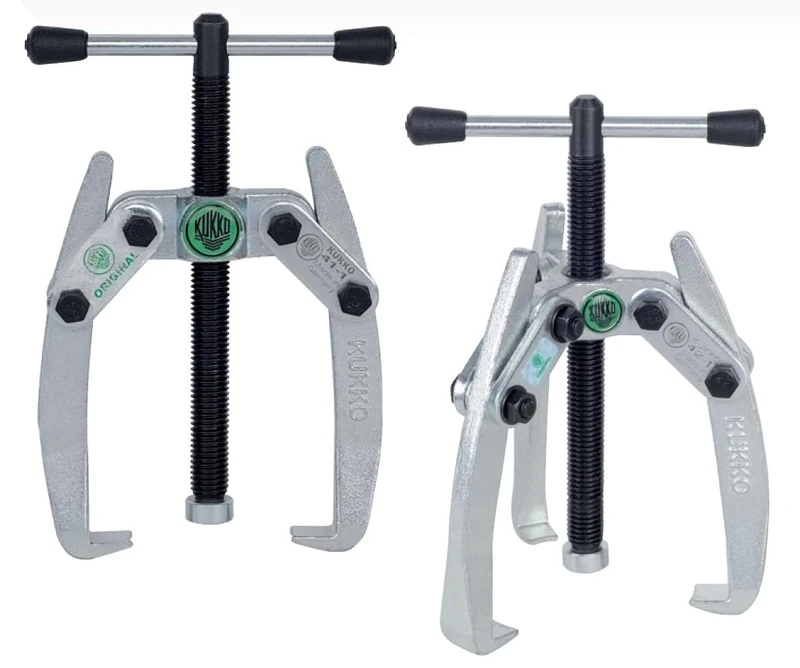 Small Bearing Puller with 2 and 3 Articulated Legs, Ideal for Bearing Removal in Tight Spaces.
