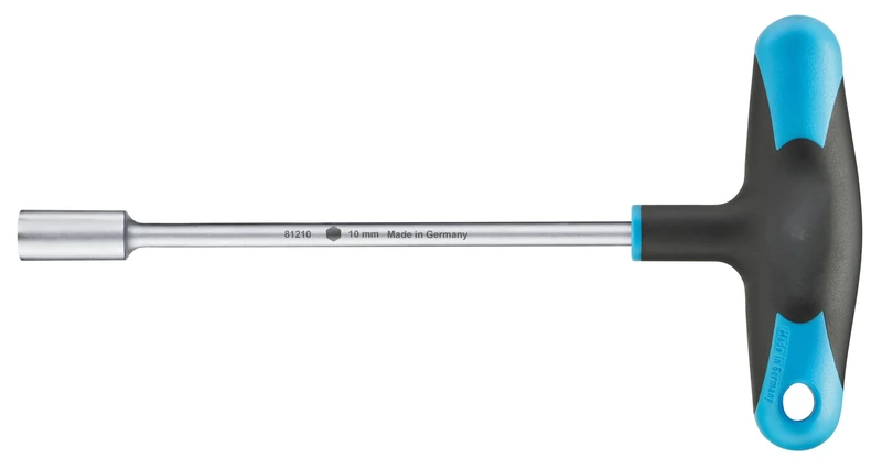 Hex Socket T-Wrench, Carbon Steel, Size 10 mm - Ideal for Tightening Nuts in Tight Spaces and Mechanics Work.