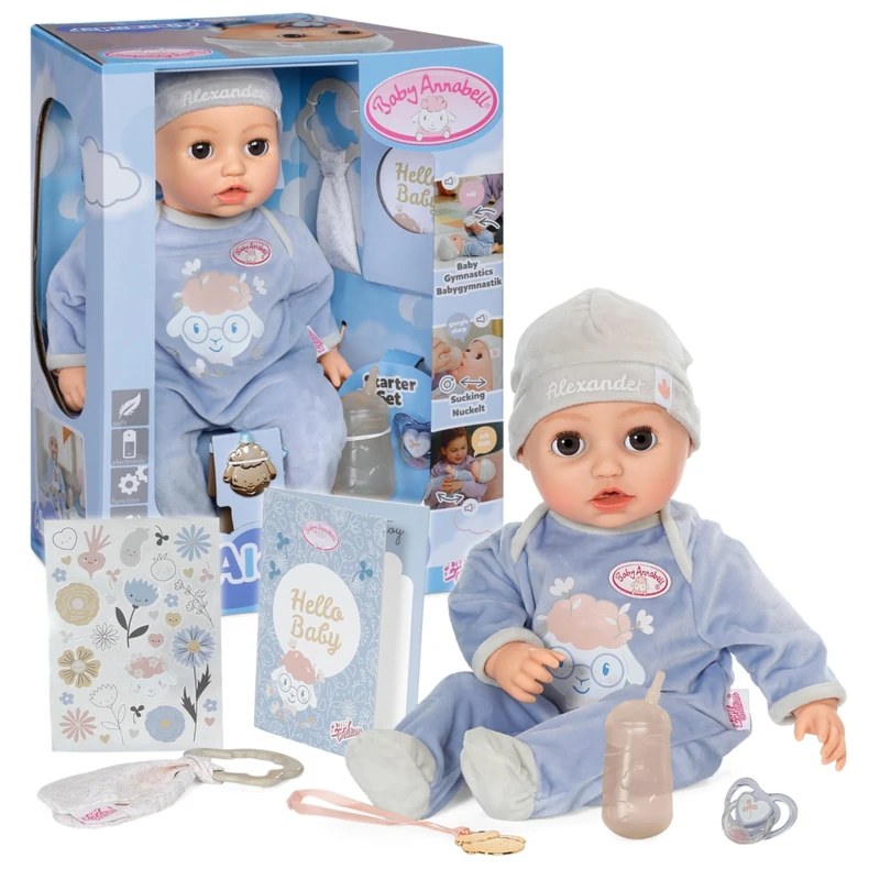 Baby Annabell Interactive Alexander 43cm - Soft bodied baby doll with realistic movements, sounds & accessories - Suitable for Children Aged 3+