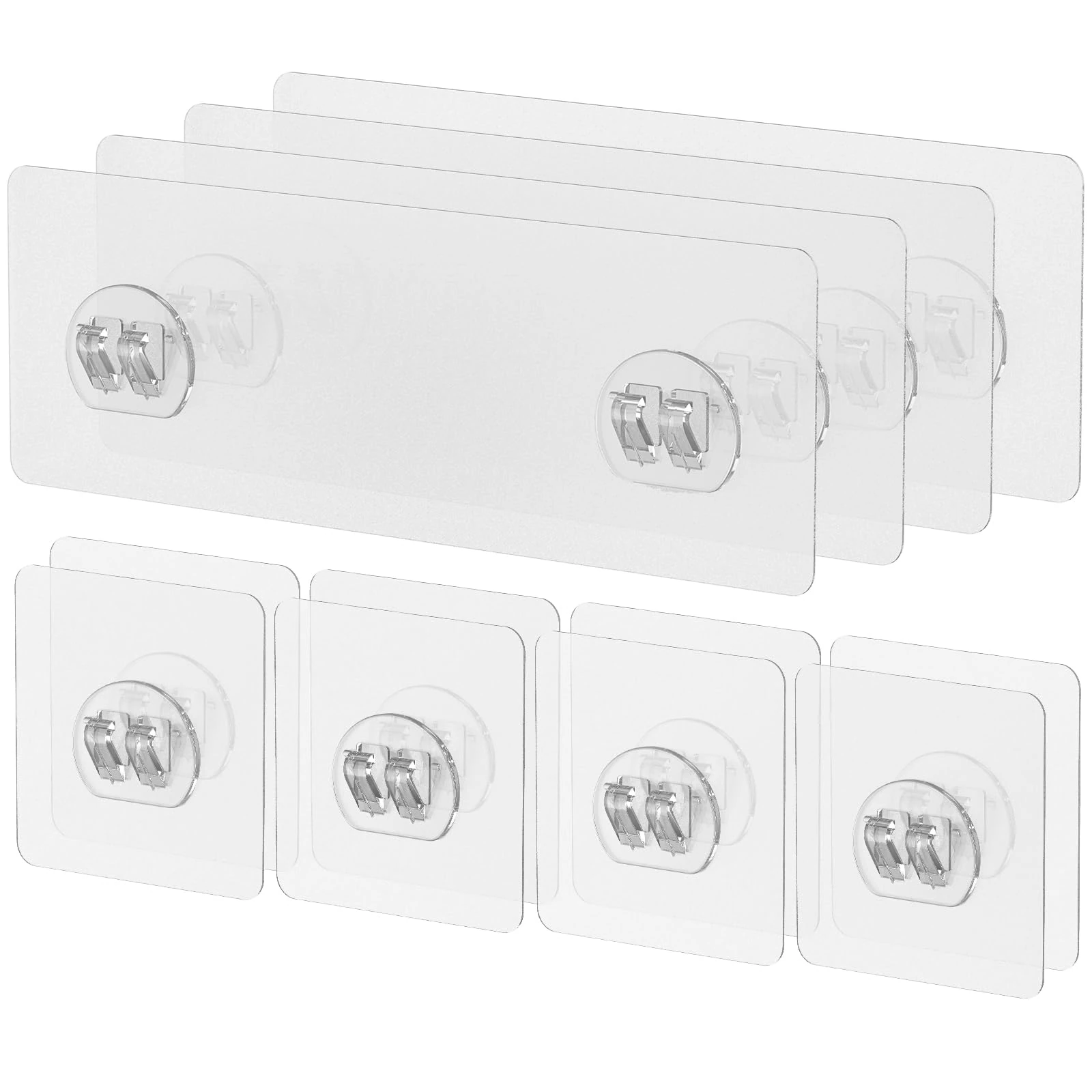 Uniclife 12 Pcs Shower Caddy Adhesive Hooks Replacement, Strong Adhesive Shower Hooks, Transparent Shower Adhesive Strips for Bathroom Storage Shelves, Kitchen Racks and Baskets