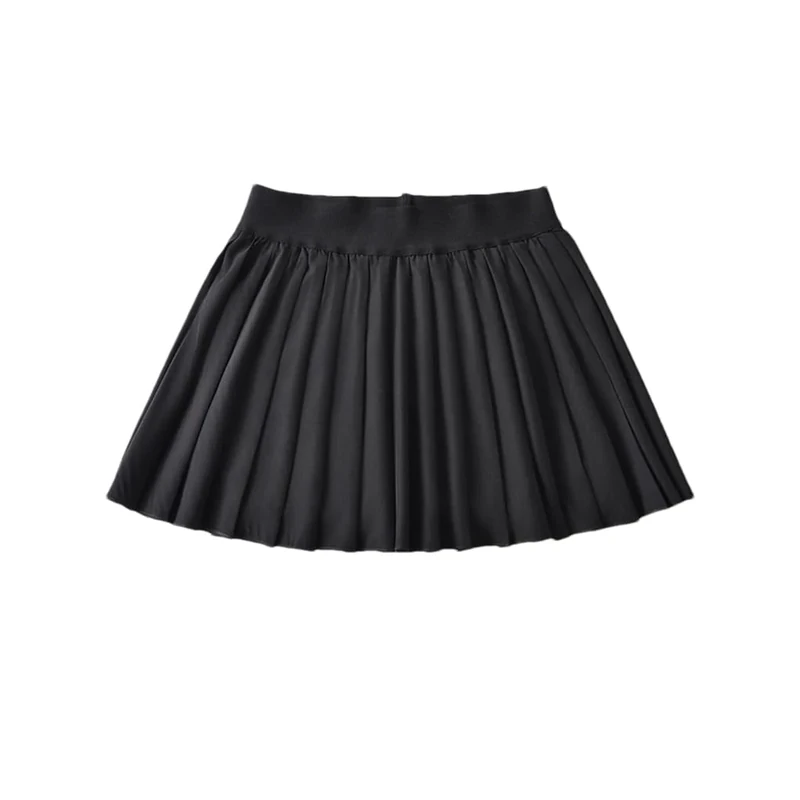 Womens Solid Color High Waist Yoga Tennis Pleated Skirt Breathable Running Sports Mini Skirt 6 M