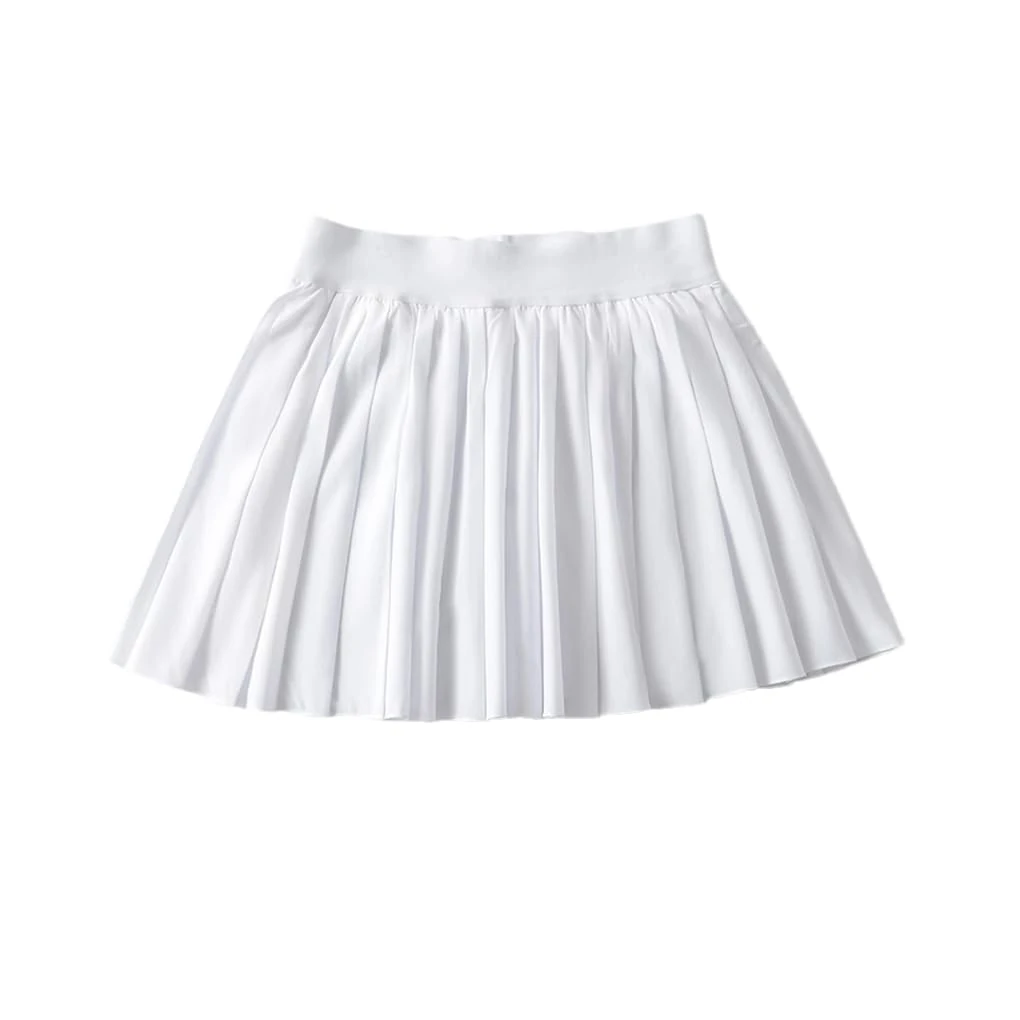 Womens Solid Color High Waist Yoga Tennis Pleated Skirt Breathable Running Sports Mini Skirt 5 M