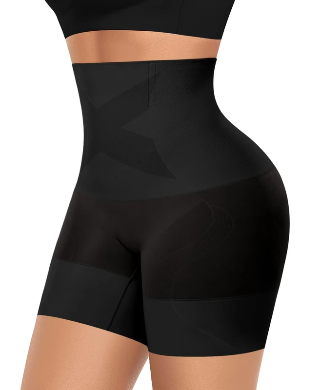 YARRCO Seamless Shapewear Shorts for Women Tummy Control Knickers High Waist Tummy Tuck Slimming Pant Shaping Boy Shorts Underwear (Black-Seamless,S)