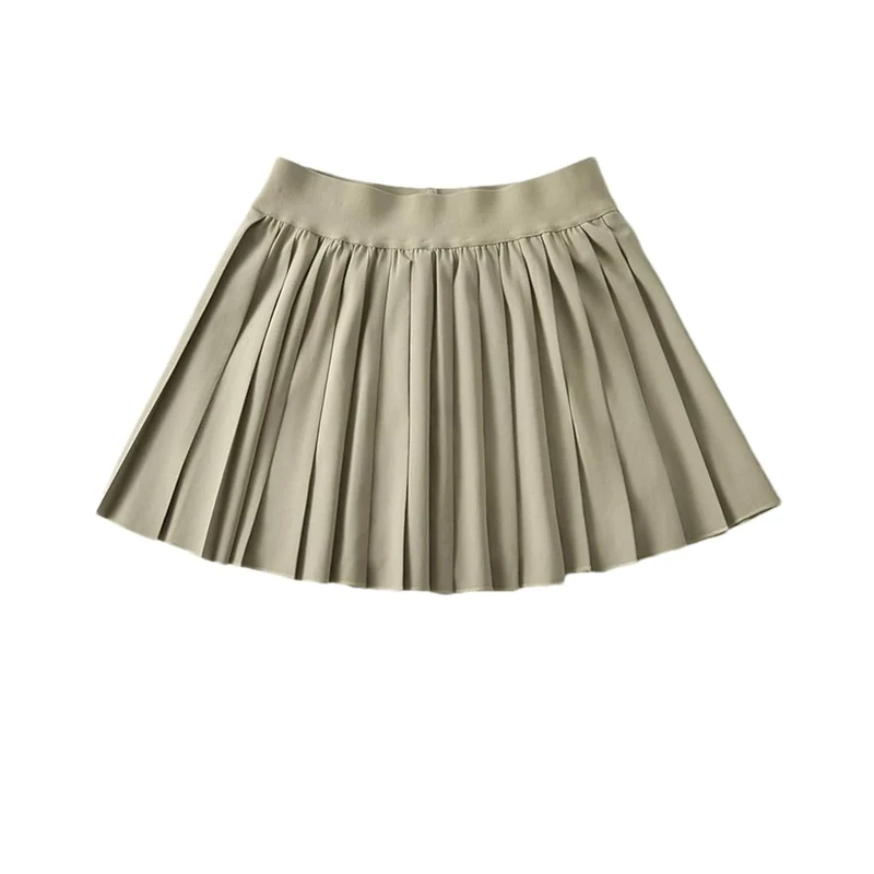 Womens Solid Color High Waist Yoga Tennis Pleated Skirt Breathable Running Sports Mini Skirt 4 M