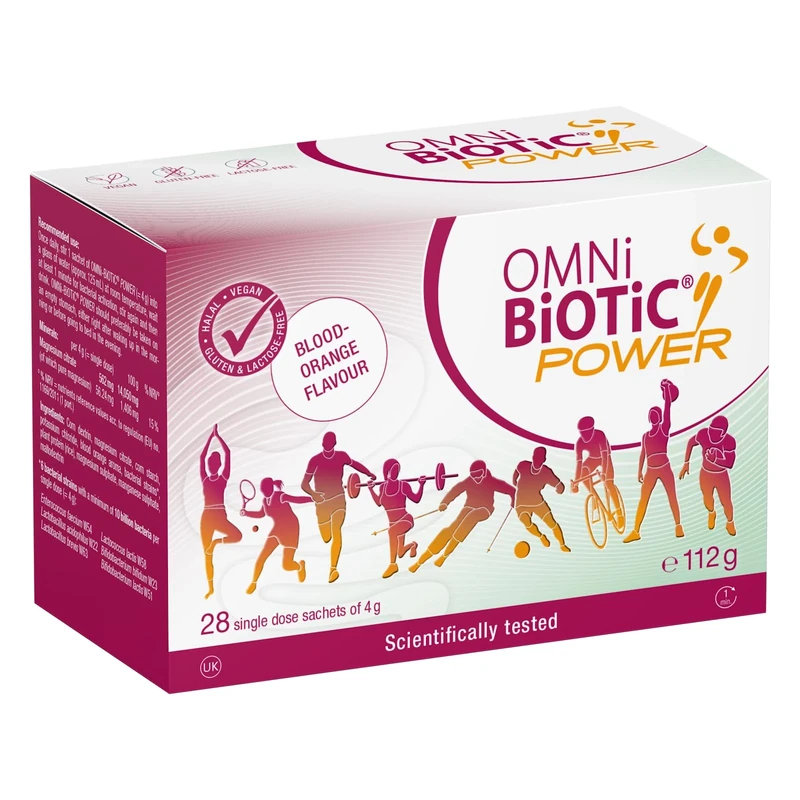 OMNi BiOTiC Power | Blood Orange Flavor | Power for Your Muscles and Nerves | Probiotic Powder | 28 Sachets | Blood Orange Flavor | Vegan | Gluten-Free | Lactose-Free | Halal | for Daily use