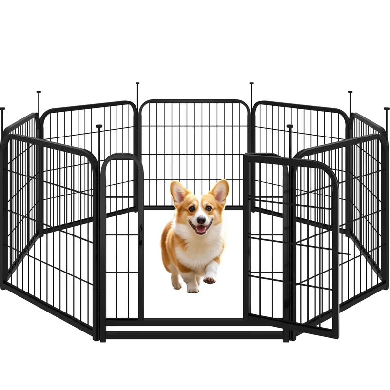 Yaheetech Dog Pen 60cm 8 Panels Suitable for Medium Dogs Heavy Duty Puppy Playpen Pet Exercise Fence for Indoor/Outdoor