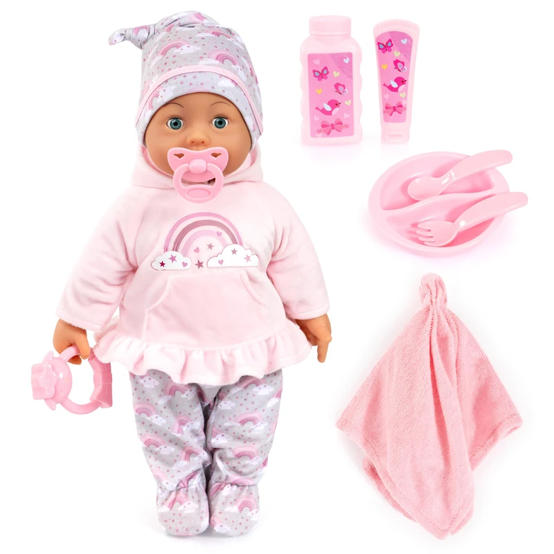Doll 46 cm, talks, interactive, soft body, closes eyes, with accessories