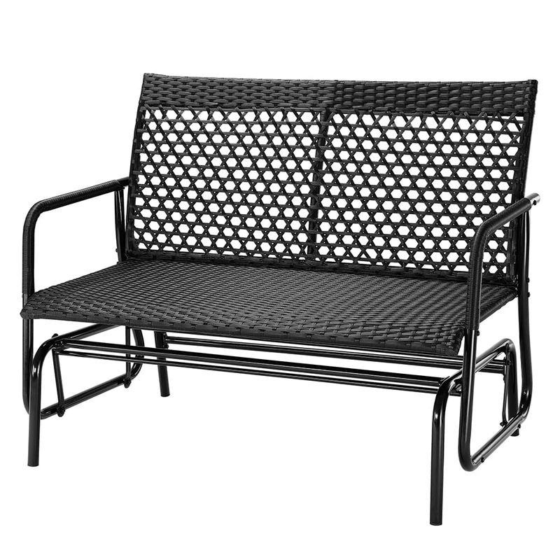BAKAJI Rattan Rocking Bench 2 Seater Outdoor Garden Bench, Swing Bench Ergonomic with UV and Weather Resistant Structure, Suitable for Balconies, Patio, Terrace
