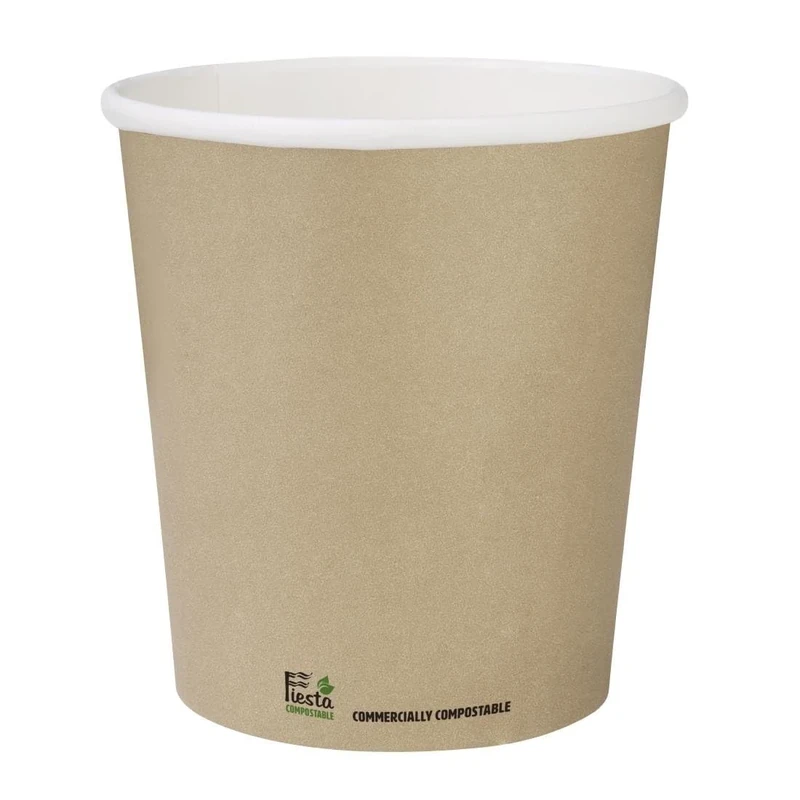 Fiesta Compostable Hot Cup Single Wall Kraft, 8 oz, Box 1000