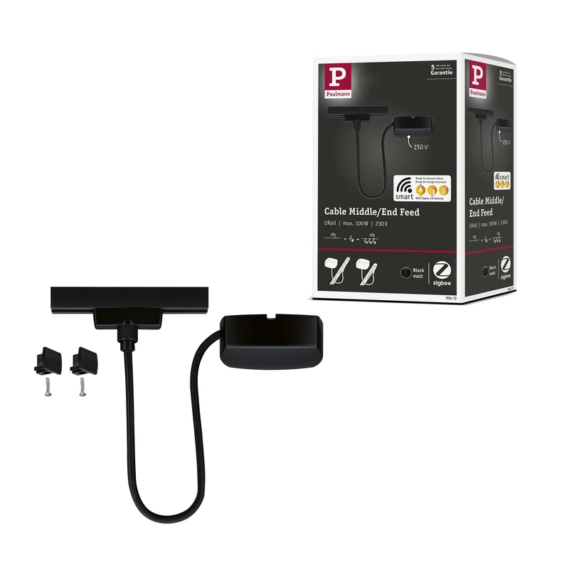 Paulmann 95672 URail Power Supply Zigbee 3.0 Cable 1m max. 100W Black matt
