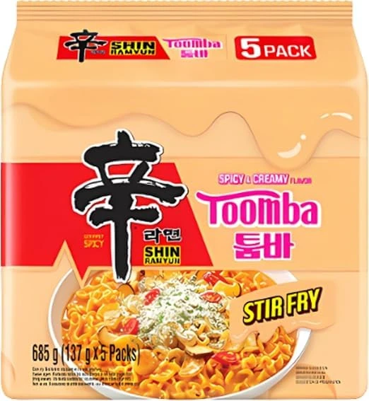 NS Korean Ramyun Toomba Spicy & Creamy Stir Fry Noodles, Pack of 5, Product of Korea