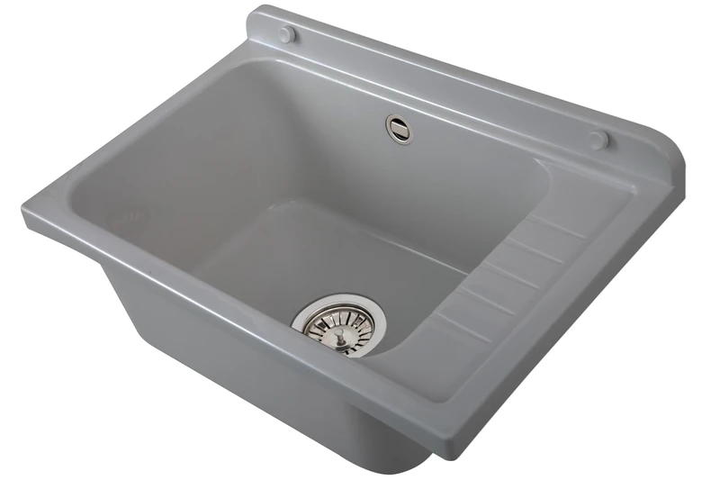 Negrari Polypropylene Wall Pilozzo with Metal Pillar, Weather Resistant, Fixing Kit and Drain Kit Included, Exterior and Interior, 58L x 38W x 21H cm, Grey