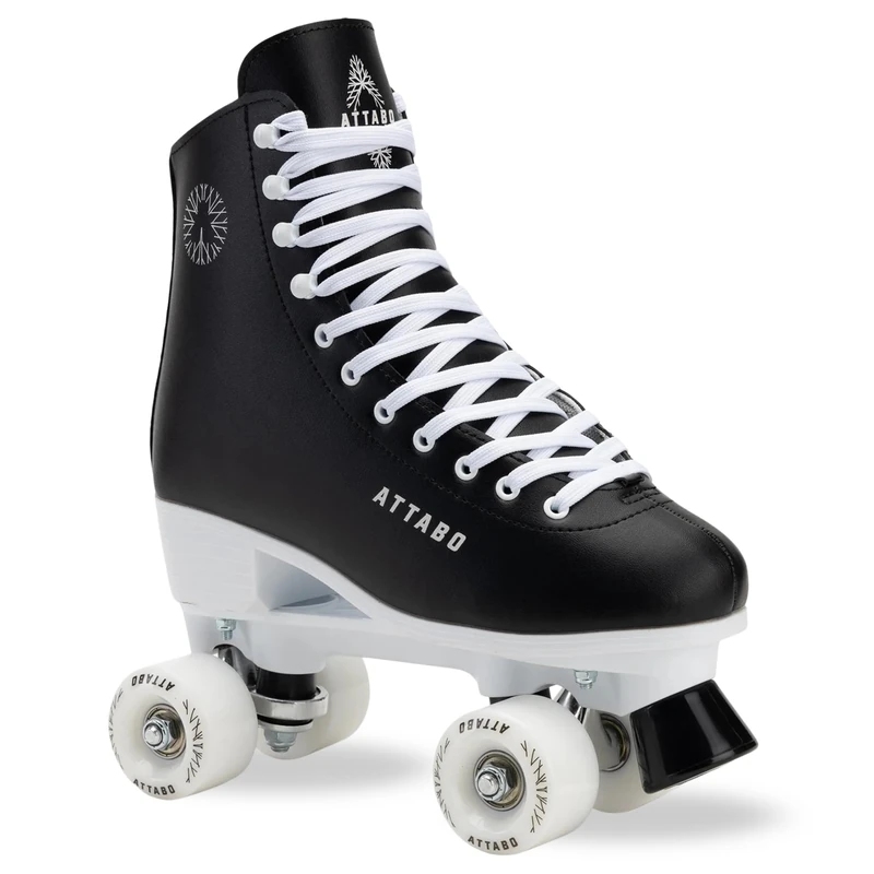 ATTABO Serena Women's Roller Skates in Eco Leather, ABEC-3 Bearings, PP Frame and Aluminium Skates, 54 x 32 mm PU 82A Wheels, TPU Brake, Classic Lacing, Safe and Stylish, Size 36 (Black, 41)