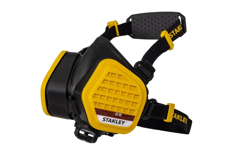 Stanley A1P3 Half Mask Respirator with Face-Fit Check, 99.97% Filtration, Activated Carbon Filters, Paint, Pesticide & Organic Gas Protection, Reusable Low-Resistance Breathing Mask - Small/Medium