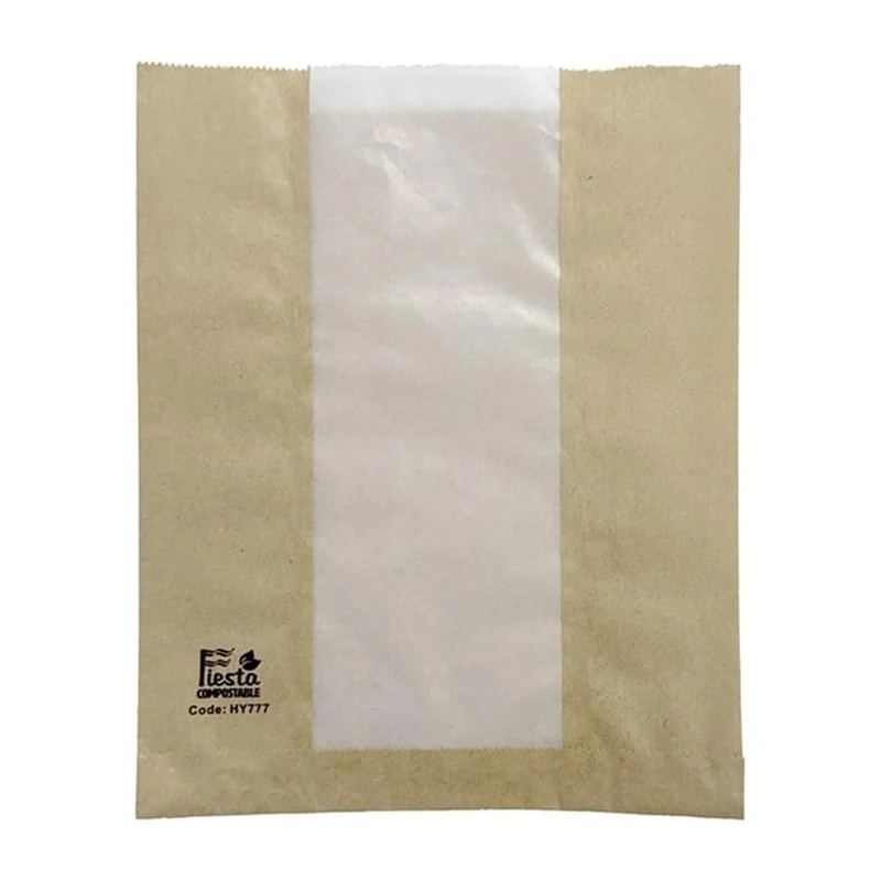 Fiesta Compostable Bread Bag with Glassine Window, 320x180x40 mm, Pack 1000