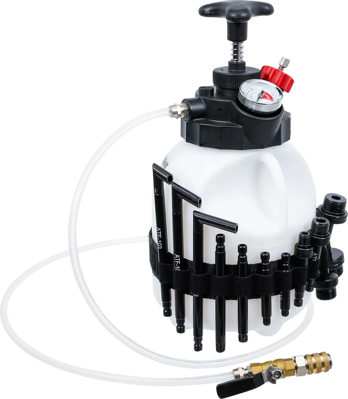 BGS DIY 74264 | Transmission Oil Filling Tool with Hand Pump | with 12 Adaptors | 3 l