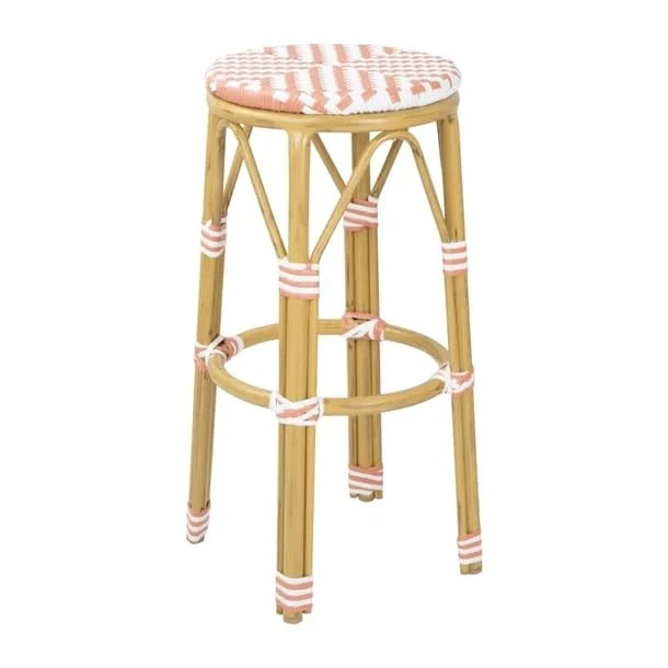 Bolero Parisian Style PE Rattan Bar Stools Coral, Set 2