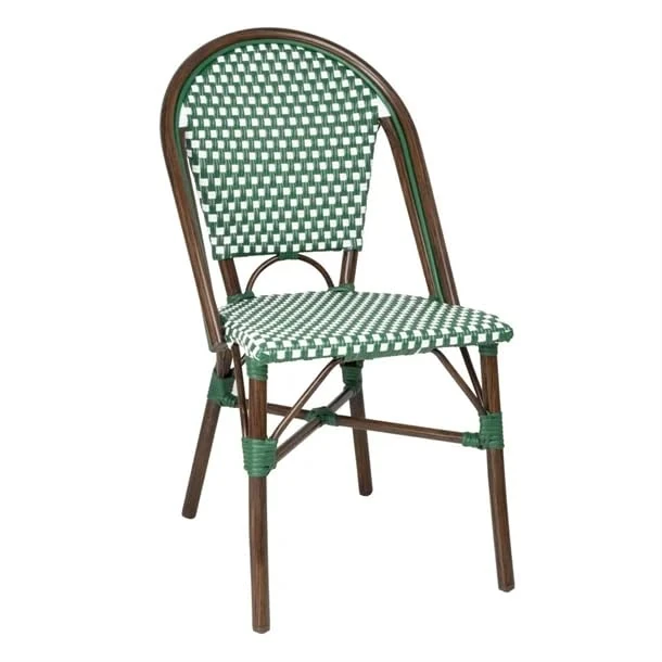 Bolero Parisian Style PE Rattan Chair Green Dot Mix, Set 2