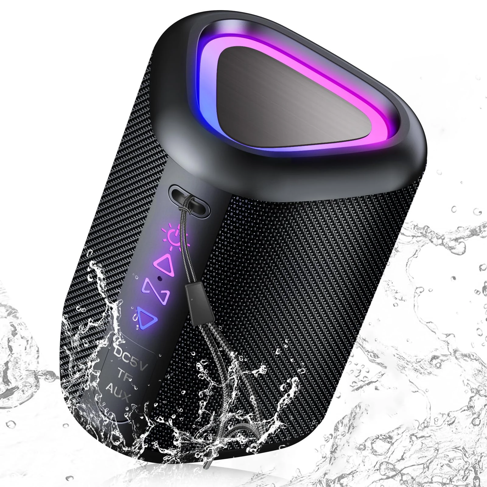 aowoka Bluetooth Speaker, 2025 Portable Wireless Speakers With Led Light, Bluetooth 5.4, 24H Playtime, Enhanced Bass, IPX7 Waterproof, Outdoor Speaker for Travel, Sport, Party, Biking.