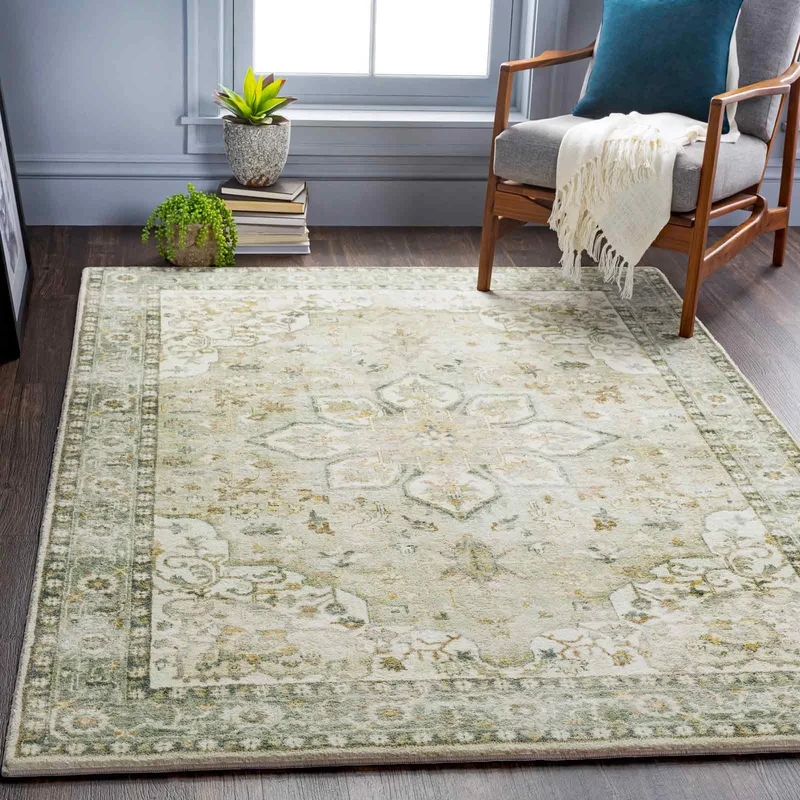 Livabliss Samara Vintage Rug - Area Rugs Living Room 200x275 cm, Dining Floor, Kitchen, Traditional Multicoloured Boho Style, Easy Care Pile, Bohemian Large Rug, Cream, Sage, Grey, Mustard, Tan