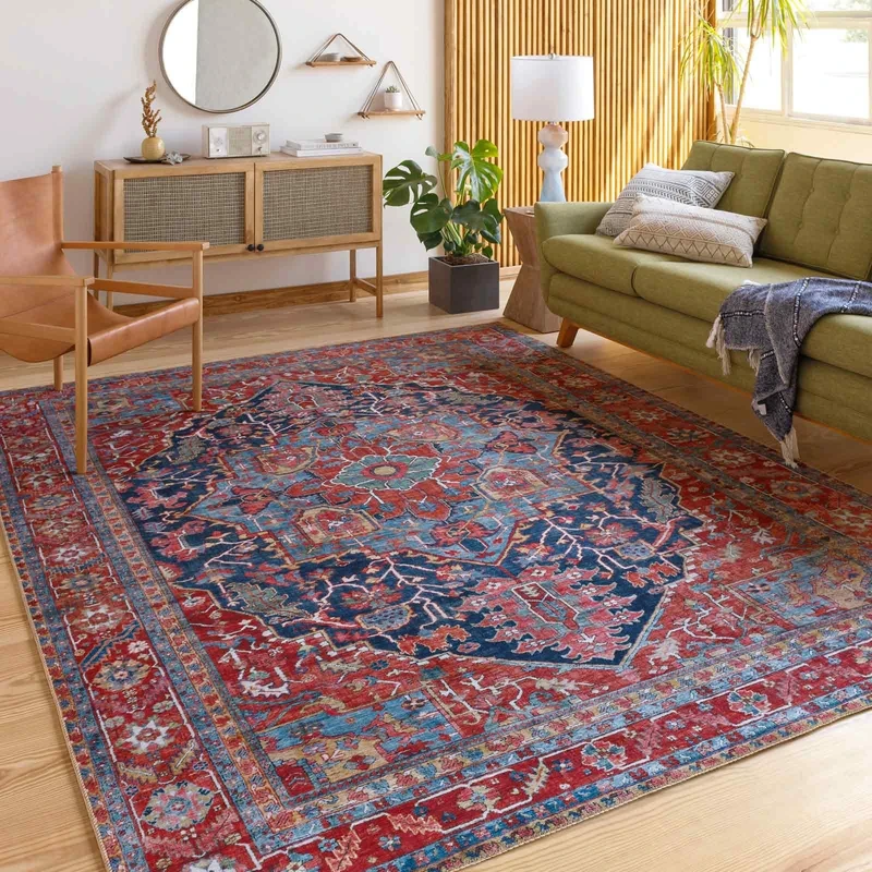 Livabliss Zouerat Vintage - Area s Living Room 152x229 cm, Dining Floor, Kitchen, Traditional Multicoloured Boho Style, Easy Care Pile, Bohemian Large, Blue, Burgundy, Sage, Wheat, Cream
