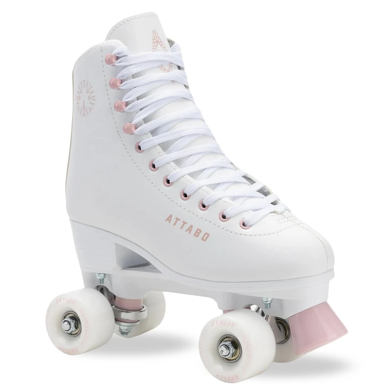 ATTABO Serena Women's Roller Skates in Eco Leather, ABEC-3 Bearings, PP Frame and Aluminium Skates, 54 x 32 mm PU 82A Wheels, TPU Brake, Classic Lacing, Safe and Stylish, Size 36 (White, 36)
