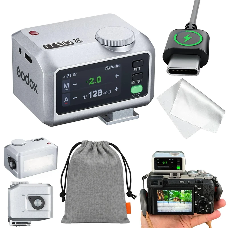 Godox iT30Pro C TTL Mini Camera Flash, iT30 Pro C 2.4G HSS 1/8000s TTL Wireless Flash, Compatible with Canon EOS R RP R5 R6 R7 R5 Mark II R6 Mark II 90D 750D M50 M3