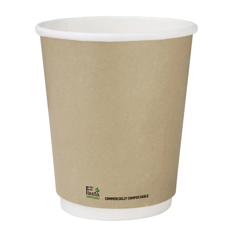 Fiesta Compostable Hot Cup Double Wall Kraft, 8 oz, Box 500