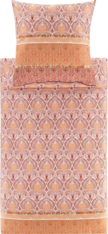 Bassetti Nairobi 9332139 Bed Linen + 1 Pillowcase Made of 100% Cotton Satin in Red R1, Dimensions: 200 x 200 cm + 1 K 80 x 80 cm