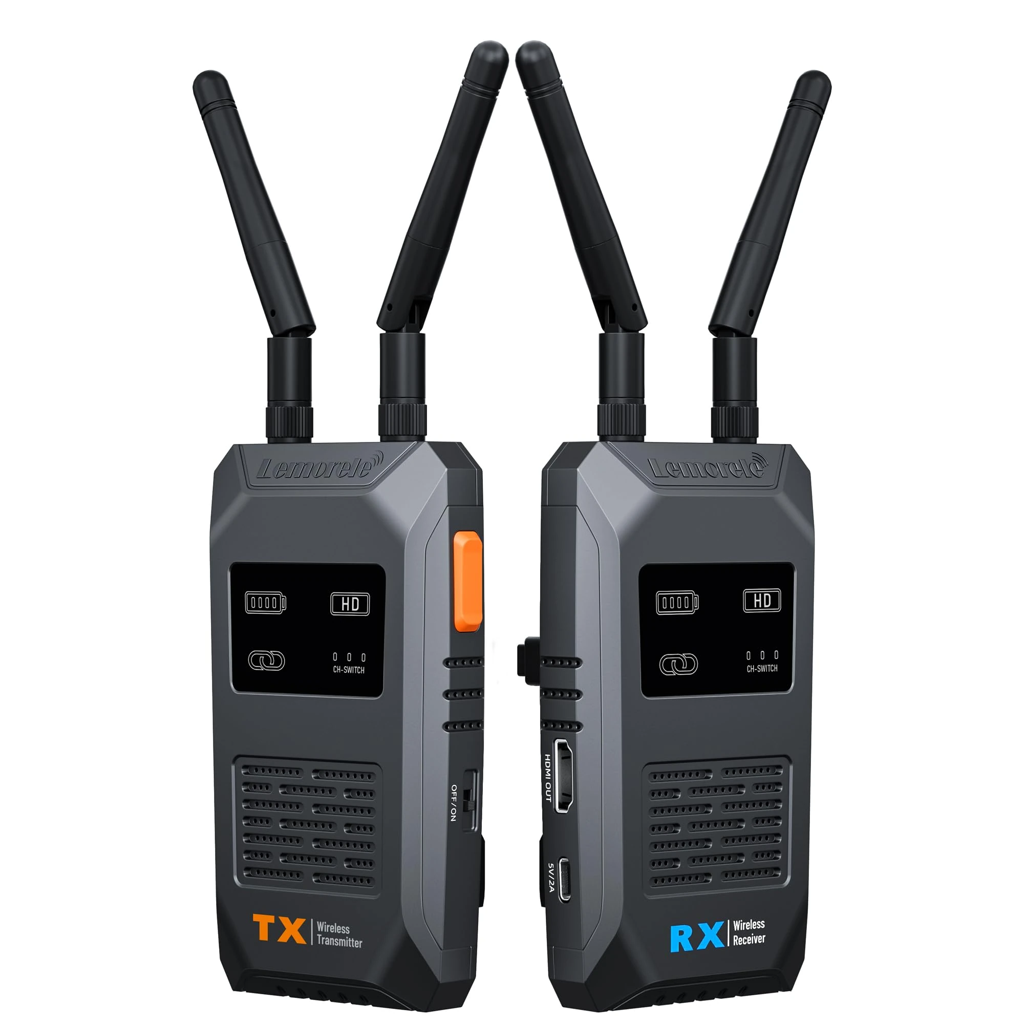 Lemorele Wireless Video Transmission System,656FT/200M Range Wireless HDMI Loopout,50ms Ultra Low Latency, Plug & Play(1TX and 1RX)