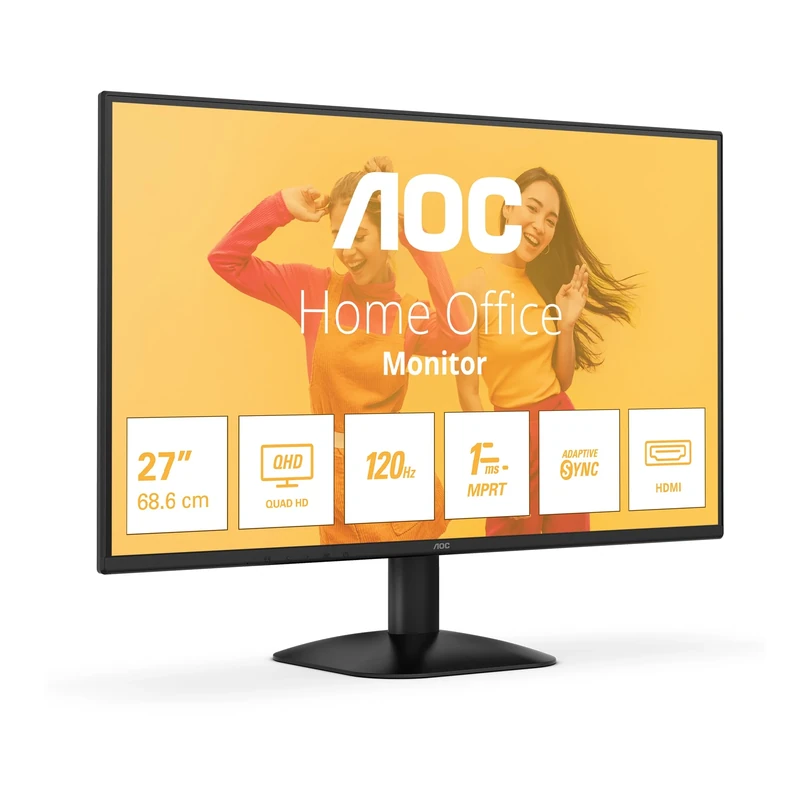 AOC Q27B35S3-27 inch Quad HD monitor, 120 Hz, Adaptive Sync., HDR10 (2560x1440, HDMI 2.0, DisplayPort 1.4) black