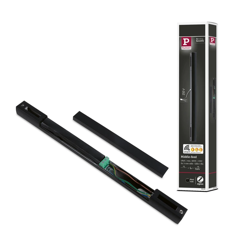 Paulmann 95669 URail Power Supply Zigbee 3.0 Middle Feed 304x21mm max. 100W Black matt