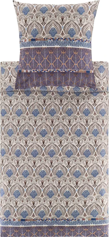 Bassetti Nairobi 9332138 Bed Linen + 1 Pillowcase Made of 100% Cotton Satin in Caffe M1 Colour 200 x 200 cm + 1 K 80 x 80 cm - Image 1