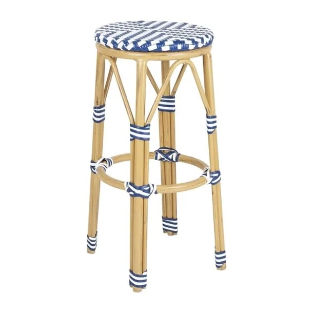 Bolero Parisian Style PE Rattan Bar Stools Blue, Set 2