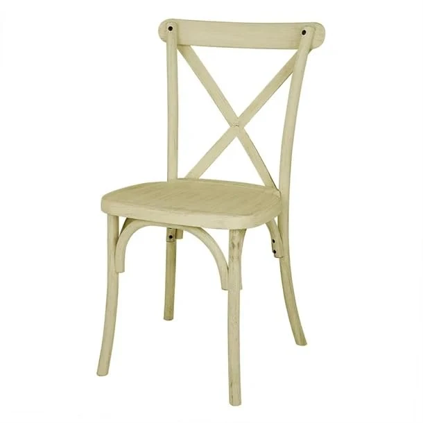 Bolero Manhattan Cross Back Resin Chairs Natural, Set 4