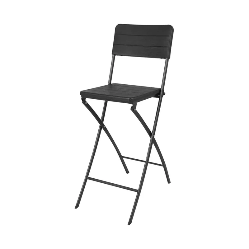 Bolero Folding PE Bar Chair Black Wood Design, Set 2