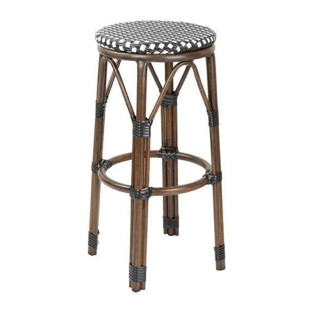 Bolero Parisian Style PE Rattan Bar Stools Black Dot Mix, Set 2