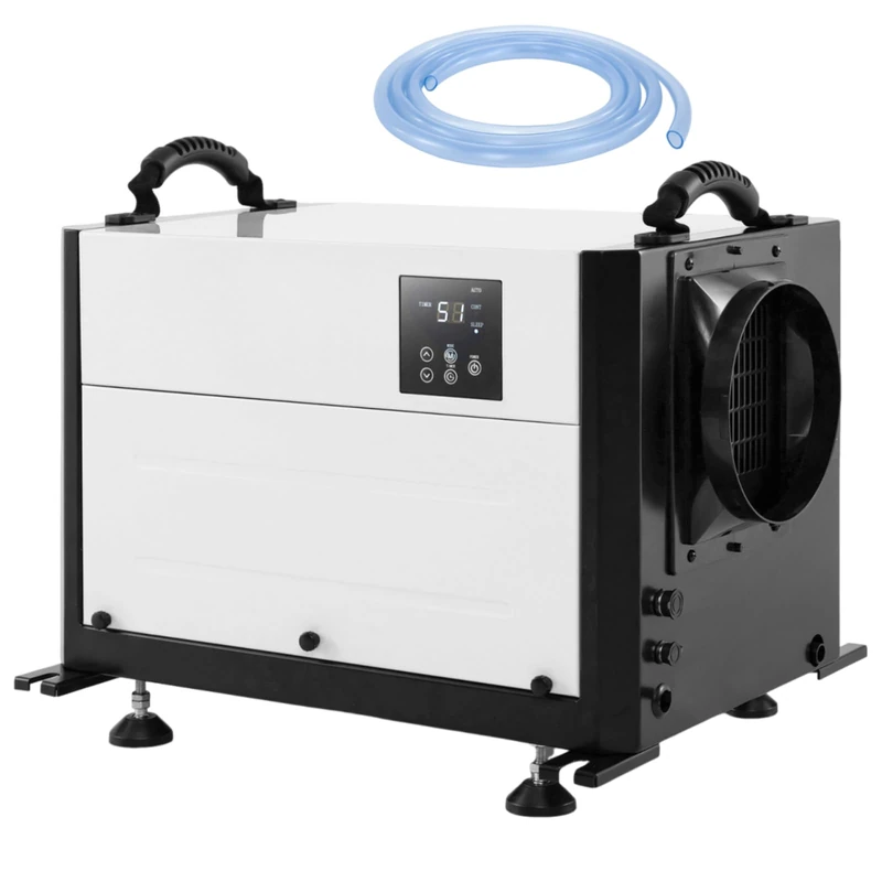 HOMFME 50L/Day Commercial Dehumidifier, Compressor Dehumidifier with 24H Timer, Auto Defrost, Sleep Mode, Memory Restart, Drain Hose, Industrial Building Air Dryer for Home Basement Warehouse (White)